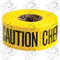 APPROVED VENDOR Barricade Tape: 1,000 ft Lg, 3 in Wd, Caution Chemical Hazard Legend, Polyethylene (MPN 91463). Key specifications — Tape Message: Caution Chemical Hazard; Message Color: Black; Brand: APPROVED VENDOR.