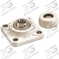 NTN 4 Bolt Flange Bearing: Radial Ball, 1 1/4 in Bore, Polymer, Set Screws, 4 13/64 in Lg, Square (MPN SUCFPL206-20C0FG1). Key specifications — Bore Type: Cylindrical; Brand: NTN; Lubricant Material: FDA/USDA-H1 Solid Grease; Mounting Bolt Size: 3/8 in; System of Measurement: Inch; Included Bearing Cap: Open Cap.