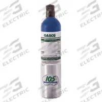 GASCO Calibration Gas: Nitrogen, +/-2% Accuracy, CO2/O2, Calibration Gas, 105 L Cylinder Capacity (MPN 105ES-368S). Key specifications — For Use With: All OEM Gas Detectors; Background Gas: Nitrogen; Brand: GASCO; Gas Mixture: Carbon Dioxide 15%.
