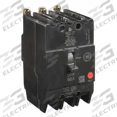 GE Molded Case Circuit Breaker: 90 A Amps, 14kA at 277/480V AC, Fixed, Lug - TEY-Frame GE Molded Case Circuit Breakers
