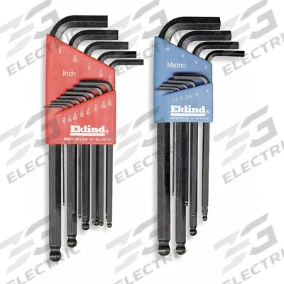 EKLIND Hex Key Set: 16 or More Pieces, Ball-Hex-L Long, L, Metric and SAE, Single Ball End - L-Shaped Hex Key Sets