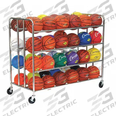 CHAMPION SPORTS Ball Rack: 55 1/2 in Overall Lg, 24 in Overall Wd, 46 1/2 in Overall Ht - Equipment Racks