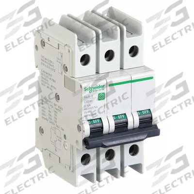 SCHNEIDER Miniature Circuit Breaker: 4 A Amps, 14kA at 120/240V AC, Screw Clamp - D-Curve, 3-Pole UL489 DIN Rail-Mount Miniature Circuit Breakers