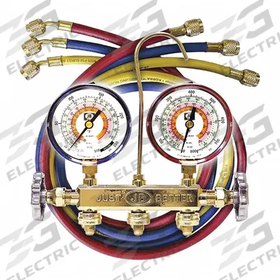 JB INDUSTRIES Manifold Gauge Kit: 2 Valves, 3 Hoses, Series PATRIOT - Analog Manifold Gauge Kits