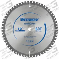 WESTWARD Circular Saw Blade: 10 in Blade Dia., 60 Teeth, 0.07 in Cut Wd, 5/8 in Arbor Size, Combo (MPN 24EL99). Key specifications — attr1116119: WESTWARD; attr1145631: Wood.