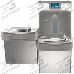 ELKAY Bi-Level Drinking Fountain with Bottle Filler: On-Wall, 8 gph @ 50°F, Touchless Sensor, Silver (MPN LZSTL8WSSP-W1). Key specifications — Brand: ELKAY; Housing Material: Stainless Steel; Filter Access: Bottom Panel Access; Housing Finish: Plain; Chilling Capacity: 8 gph @ 50°F; Housing Color: Silver.