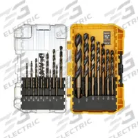DEWALT Jobber Length Drill Bit Set: 21 Pc, 1/16" to 1/2", 135° Split Point, Black & Gold HSS (MPN DWA1181). Key specifications — attr1236168: ToughCase®+.