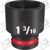 MILWAUKEE Standard Impact Socket: 1/2 in Drive Size, SAE, 1 3/16 in Socket Size, 6-Point, Std (MPN 49-66-6213). Key specifications — attr1215501: MILWAUKEE; attr1215515: Black Phosphate; attr1215518: 1-3/16 in.