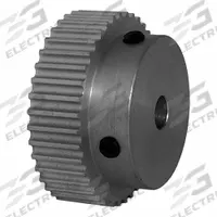 DAYTON Timing Pulley: Modified Curvilinear, Fixed, For GT Timing Belt Section, For 6 mm Belt Wd (MPN 40-3P06-6A3). Key specifications — Brand: DAYTON; Finish: Clear Anodized; For Belt Series: Powerhouse®.