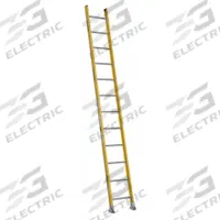 WERNER Straight Ladder: 12 ft Ladder Size, Fiberglass, 375 lb Load Capacity, 28 lb Wt, 12 Rungs (MPN 7112-1). Key specifications — Color: Yellow; Brand: WERNER; Included Features: Side Rail Bumpers; Shoe Type: Slip-Resistant.