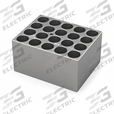 IKA Dry Block: Anodized Aluminum, 3 3/4 in Overall Wd, 3 in Overall Lg, 20 Wells - Dry Bath Blocks