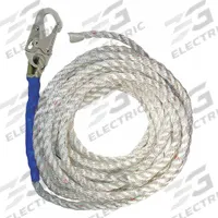 CONDOR Vertical Lifeline: 25 ft Lifeline Lg, 310 lb Capacity, Steel, 1 Workers Per System, White (MPN G8125T). Key specifications — Brand: CONDOR; Rope Lifeline Component: Rope Lifeline; Lifeline Material: Polyester; For Use With: Condor Fall Arrester, Rope Grabs; Hardware Material: Steel; Includes: VLL Rope with Steel Snap Hook and Taped End; Color: White.