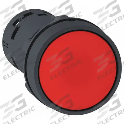 SCHNEIDER Flush Push Button: Red, 22 mm Mounting Size, Non-Metallic - Flush-Mount & Recessed Push-Button Operators