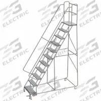 BALLYMORE Rolling Ladder: 9.2 ft Platform Ht, Assembled, Aluminum, Manual Lock, Perforated (MPN WLAR111246). Key specifications — Includes Handrails: Handrails Included; Material: Aluminum; Brand: BALLYMORE; Color: Gray.