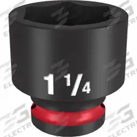 MILWAUKEE Standard Impact Socket: 1/2 in Drive Size, SAE, 1 1/4 in Socket Size, 6-Point, Std (MPN 49-66-6214). Key specifications — attr1215501: MILWAUKEE; attr1215515: Black Phosphate; attr1215518: 1-1/4 in.