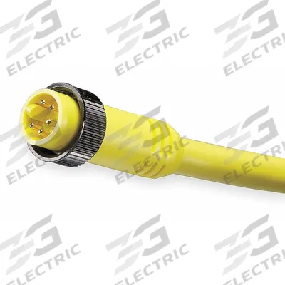 BRAD HARRISON Cordset: 7/8"-16 Male Straight x Bare Wire, 5 Pins, Yellow, PVC, 6 ft Cable Lg - Single-Ended Cordsets with PVC Jacket for Flexing Applications