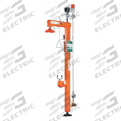 GUARDIAN EQUIPMENT Shower with Eyewash: Floor Mnt, No Bowl, Galvanized Steel Pipe, 120 V AC - Hazardous Location Freeze-Resistant Heat-Trace Floor-Mount Showers with Eyewash