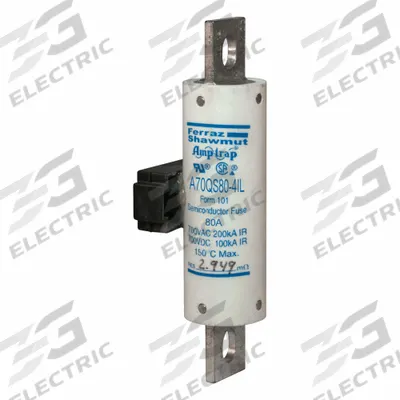 MERSEN Fuses: A70QS Series, 80 A, 700 V AC, 700 V DC DC Volt Rating - Fast-Acting Bolt-On Fuses