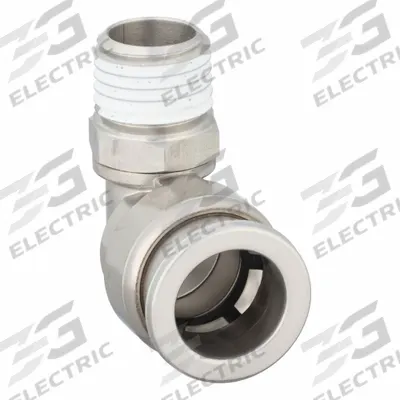 SMC Push-Fit Elbow Fitting: 1/2 in OD x 1/4 in OD Size, Push-to-Connect x MNPT - Stainless Steel Tube Fittings