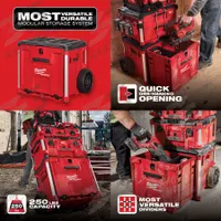 MILWAUKEE PACKOUT Tool Box: Polypropylene, Black/Red, 24 in W x 20 in H x 19 in D (MPN 48-22-8420). Key specifications — attr1117293: MILWAUKEE; attr1117382: Polypropylene; attr1117383: Red.