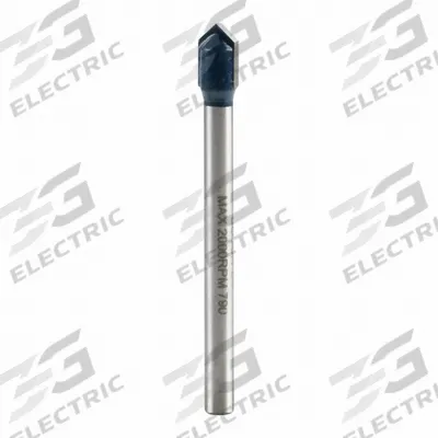BOSCH Glass and Tile Drill Bit: 1/4 in Drill Bit Size, 2 1/2 in Max Drilling Dp - Arrow-Tip Drill Bits for Glass & Tile