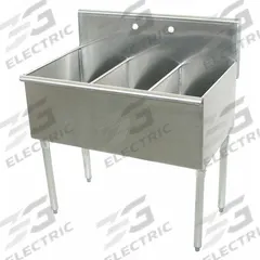 ADVANCE TABCO Scullery Sink: 3 Bowls, 41 in Overall Ht, 36 in Overall Lg, 24 1/2 in Overall Wd (MPN 4-3-36). Key specifications — Brand: ADVANCE TABCO.