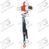 HARRINGTON Electric Chain Hoist: H2 - Light Duty, 120V AC, Hook Mounted - No Trolley, 2 Speeds (MPN ED400DA-6). Key specifications — Brand: HARRINGTON; Includes: Safety Latch Hook; Operating Voltage: 120V AC; Headroom Clearance: 37 in.