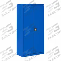 SANDUSKY Shelf Cabinet: 36 in x 18 in x 72 in, 4 Shelves, Recessed Handle & Three-Point Locking (MPN EACR361872-06). Key specifications — attr113700: (3) Adjustable; attr113673: Frame; attr113674: Blue; attr113686: No; attr113685: Assembled; attr113675: Hanging Rods; attr113689: Recessed; attr66488: SANDUSKY.