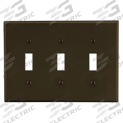 HUBBELL Wall Plate: Toggle, 3 Gang, Brown - General Purpose Wall Plates