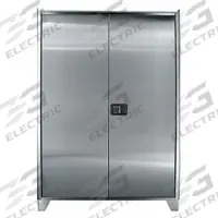 JAMCO Storage Cabinet: 36 in x 18 in x 73 in, Paddle Handle & Keyed, 18 ga Panel Thick, Shelves (MPN KG136). Key specifications — Cabinet Color: Gray; Method of Construction: Welded; Assembled: Assembled; Mobility: Stationary; Adjustable Shelves: Adjustable; Cabinet Finish: Polished; Cabinet Material: Stainless Steel; Brand: JAMCO.