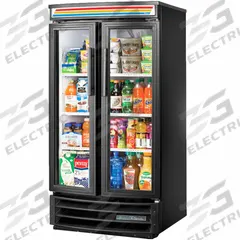 TRUE REFRIGERATION Refrigerated Merchandiser: 58 in x 30 3/8 in x 29 1/4 in, Black, Swing, 3 Shelves (MPN GDM-14RF-HC-LD). Key specifications — attr1277723: TRUE REFRIGERATION; attr1277683: R-290; attr1277688: Swing; attr1277691: No; attr1277694: Black; attr1280729: GDM.