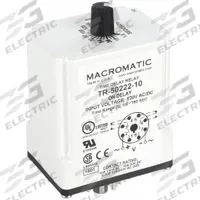 MACROMATIC Single Function Time Delay Relay: Socket Mounted, 120V AC/DC, 10 A, 8 Pins/Terminals (MPN TR-50222-10). Key specifications — Brand: MACROMATIC.
