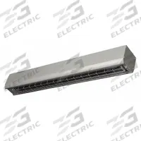 FOSTORIA Electric Infrared Heater: 3150W Watt Output, 480V AC, 1 Phase, Hardwired, 60° Beam Pattern (MPN FSA-3148-1). Key specifications — Wattage Output: 3150W; Voltage: 480V AC; Brand: FOSTORIA; Electrical Connection: Hardwired; Element Type: Flat Panel Emitter; Housing Color: Silver; Housing Material: Aluminum; Overall Dimensions - L x W x D: 47-1/16 in x 5-3/4 in x 9 in.