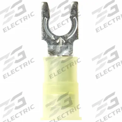 3M Fork Terminals: Yellow, Nylon, #10 Stud Size, 12 AWG – 10 AWG Wire Range - Insulated Fork Terminals