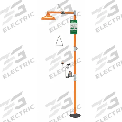 GUARDIAN EQUIPMENT Shower with Eyewash: Floor Mnt, No Bowl, Galvanized Steel Pipe - Floor-Mount Showers with Eyewash