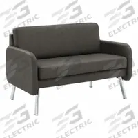 OFFICE STAR PRODUCTS Sofa: Gray, Silver, Faux Leather, Metal, 42 1/2 in Seat Wd, 18 1/2 in Seat Dp (MPN SL5602-PD52)