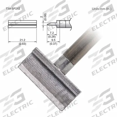 HAKKO Soldering Tip: T39 Series, Spatula, 21.2 mm W - T39 Series Soldering Tips
