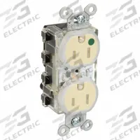 HUBBELL Snapconnect receptacle: Hospital Grade, Duplex, 5-15R, Ivory, 125V AC, 15 A, 2 Pole / 3 Wire (MPN SNAP8200ILTR)