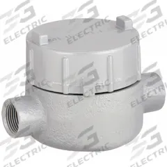 Conduit Outlet Body: Iron, GE, 3/4 in Trade Size, C Body, 19 cu in Body Capacity (MPN GECCT-2M). Key specifications — Series: For Standard Body; Compatible Conduit Trade Size: 3/4 in; Thread Gender: Female; Hub Style: Threaded; Cover Included: Yes; Body Style: C; Connection Type: Threaded; Back Type: Flat.