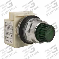SCHNEIDER Flush Push Button: Green, 30 mm Mounting Size, Metallic, Momentary (MPN 9001K2L1G). Key specifications — Brand: SCHNEIDER; Action: Momentary; Series: 9001K; Push Button Material Type: Metallic.