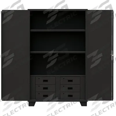 JAMCO Storage Cabinet: 36 in x 24 in x 78 in, Swing Handle & Padlock Hasp, 14 ga Panel Thick - Industrial Shelf Cabinets with Drawers