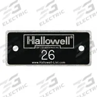 HALLOWELL Numbers 26 to 50: 2 3/8 in x 1 in, 25 Plates, 26 to 50, Aluminum, NPH26-50. Key specifications — Manufacturer Part Number: NPH26-50; Brand: HALLOWELL; Material: Aluminum; Number Range: 26 to 50; Product Type: Number Plates; Color: Black with White Lettering.