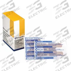 FIRST AID ONLY Adhesive Bandage: Fingertip/Knuckle Bandages, 1 3/4 in Wd, 2 7/8 in Lg, Fabric (MPN G140). Key specifications — Product Type: Fingertip/Knuckle Bandages; Unitized: Unitized; Water Resistance: Not Water Resistant; Brand: FIRST AID ONLY; Latex Content: Latex Free; Metal Detectable: Not Metal Detectable; Package Type: Box; Manufacturer Part Number: G140.