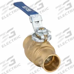 MILWAUKEE VALVE Manual Two-Way Ball Valve: 1 in, Brass, Straight, Sweat x Sweat, Full Port Ball Port (MPN 1" BA-485BLL). Key specifications — Brand: MILWAUKEE VALVE; Handle: Locking Lever.