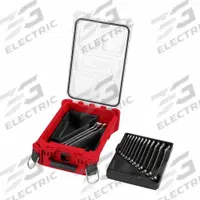 MILWAUKEE Combination Wrench Set: Alloy Steel, Chrome, 15 Tools, 8 mm to 22 mm Range of Head Sizes (MPN 48-22-9483). Key specifications — attr309520: Chrome; attr309519: Alloy Steel; attr324929: MILWAUKEE; attr309512: Molded Case; attr309522: No.