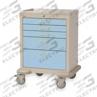 METRO General Medical Supply Cart with Drawers: Polymer/Steel, (2) Swivel/(2) Swivel with Brake (MPN MBX3110TL-SB). Key specifications — Material: Steel; Drawer Color: Light Blue; Brand: METRO; Caster/Wheel Configuration: (2) Swivel with Brake; Cabinet Color: Taupe.