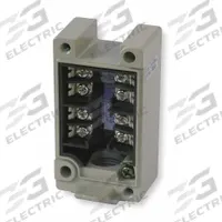 OMRON Receptacle Box: EN50041 Body, 2 Mounting Holes, DPDT, Metallic (MPN D4A2000N). Key specifications — attr1019579: Screw Terminal; attr1018601: D4A-N; attr1018605: 1/2"-14; attr211338: OMRON; attr1027426: NPT; attr1038844: Metallic.
