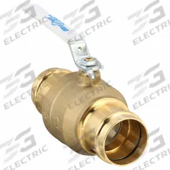 MILWAUKEE VALVE Manual Two-Way Ball Valve: 2 in, Brass, Straight, Press x Press, Full Port Ball Port (MPN UPBA-480B - 200). Key specifications — Brand: MILWAUKEE VALVE; Handle: Locking Lever.