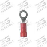 PANDUIT StrongHold(TM) EV18-6RB-Q Ring Terminal: Red, Vinyl Insulation, #6 Stud Size, 600 V. Key specifications — attr1308027: PANDUIT; attr1356513: EV18; attr1356587: Funnel Entry.