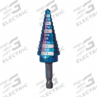 SPYDER Step Drill Bit: 3/16" to 7/8", Black Oxide HSS, Impact Rated, Quick-Change Hex Shank (MPN 19022). Key specifications — attr1234936: Impact Rated.